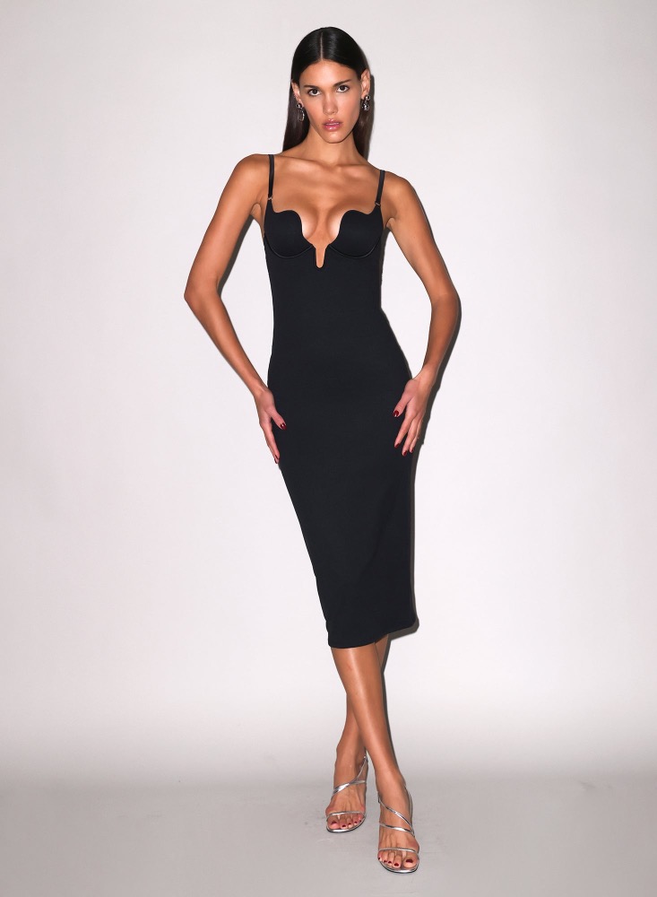 U-Plunge Midi Dress by Fleur Du Mal