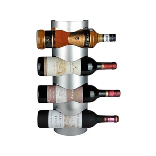 Meeting Love Multifunctional Stainless Steel Red Wine Rack, Hanging Bottle Shelf, Wall-Mounted Wine Rack, Desktop Simple Shelves Wine, 4bottles, Silver