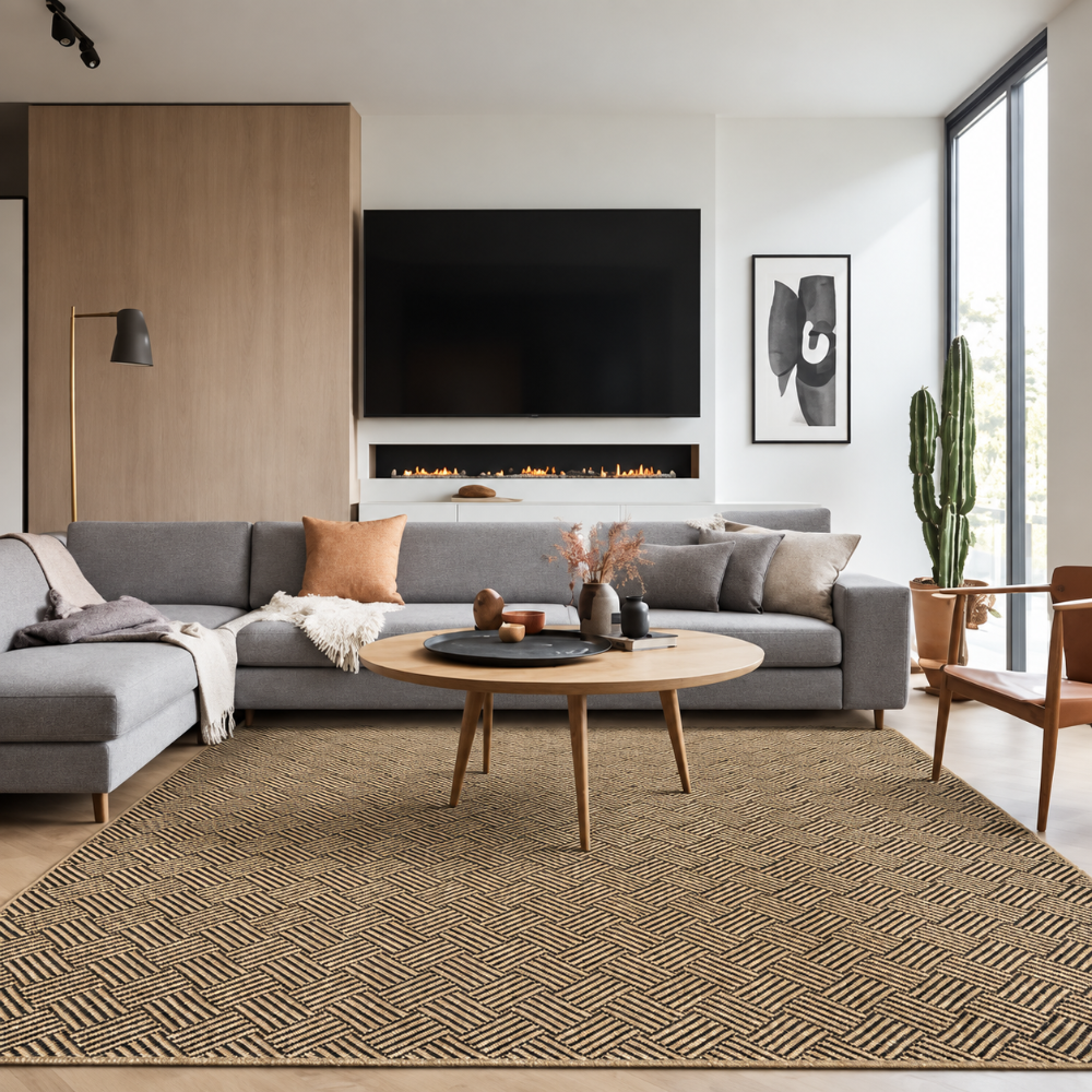 Beverly Rug Haven 9 ft. x 12 ft. Natural Basketweave Washable Easy Jute Modern Indoor Outdoor Area Rug HD-WOO600-NAT-9x12 - The Home Depot