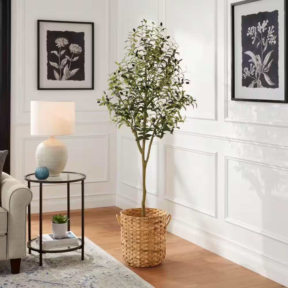 StyleWell 6ft Faux Olive Tree in White Pot T4436 - The Home Depot